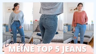 MEINE TOP 5 JEANS FÜR EINEN SCHÖNEN PO  Live Try on Haul in Größe 40  kleinundkurvig [upl. by Eelek]