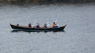 Rowing boat in Bressay Sound as seen from the Northlink Ferry by Lerwick Shetland Scotland [upl. by Airehs19]