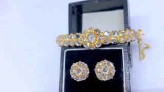 Antique 20k Rose Cut Diamond Bangle amp Earstuds 20K Yellow Gold [upl. by Setarcos808]