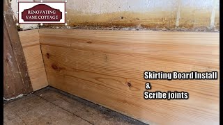 Replacing Skirting Board amp Scribe joints using Wicks Torus Ogee Pine Skirting Installation 41 [upl. by Erlene]