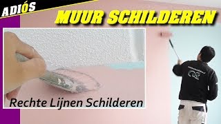 MUUR SCHILDEREN Rechte lijnen schilderen langs plafond Schildersbedrijf Edens Apeldoorn 2018 [upl. by Atnim]