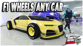 GTA 5 F1 WHEELS Bennys Wheels Car to Car Merge Glitch GTA 5 Glitches [upl. by Teeter]