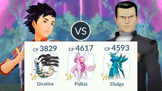 Shiny Origin Team vs Boss Giovanni in Pokemon GO [upl. by Norga]