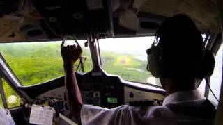 Air Vanuatu Twin Otter plane landing on Pentecost island  HD [upl. by Atikir147]