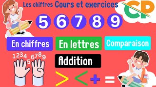 cours de math les chiffres de cinq à neuf  primaire [upl. by Quick471]