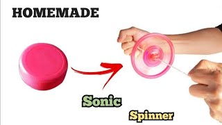 How to make Sonic SpinnerSpinning top kaise banaen Homemade Sonic Spinner with bottle cap [upl. by Sellma]