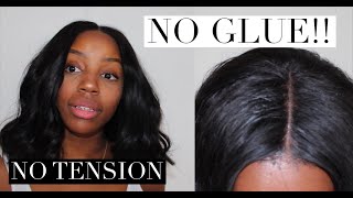 NEW WEAVE WHO DIS  NO GLUE LACE CLOSURE  ELASTIC BAND METHOD ALI GRACE REVIEW [upl. by Adlanor578]