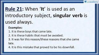 Subject Verb Agreement Rule 21  When It is Used as an Introductory Subject [upl. by Goodson478]