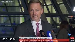 Christian Lindner FDP Statement nach Ampelaus durch Olaf Scholz SPD ampelaus fdp scholz [upl. by Aneej]