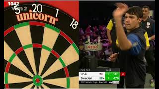 Danny Lauby Challenging Ricky Evans For Fastest 180 At World Cup of Darts 2021 [upl. by Yednarb]