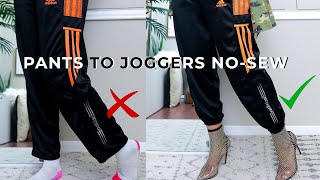 Turn Pants To Joggers NoSew  Styling  Way Too Easy [upl. by Sherourd]