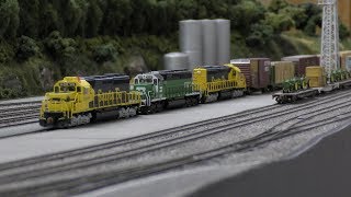 N Scale Layout video update No 12  test run Intermountain SD402 ESU Loksound [upl. by Laurence436]