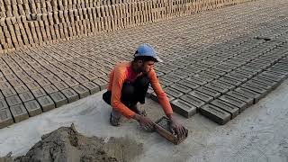 Worldclass brick making process by clay soil Manual brick making [upl. by Kaleena]