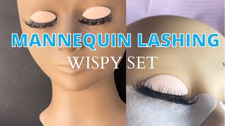 LASH EXTENSIONS ON MANNEQUIN WISPY SET PRACTICE [upl. by Eninaej]