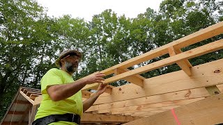 Pole Barn Project 13  How to build a stiff strong and light roof overhang [upl. by Edylc]