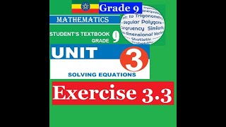 Mathematics Grade 9 Unit 3 Exercise 33Substitution MethodGirma21 [upl. by Edwin311]