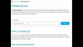 Noindex tag test  Free SEO tool [upl. by Nurav]