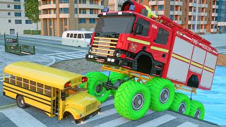 Giant wheels and rough roads  Wheel City Heroes WCH Police Truck Cartoon [upl. by Nomaj]