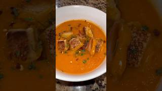 Tomato soup with grilled cheese croutons chefbae [upl. by Adey96]