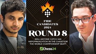 FIDE Candidates 2024 Rd 8  Hikaru v Fabiano amp Vidit v Gukesh 4Way Challenge Begins To Topple Ian [upl. by Noneek]