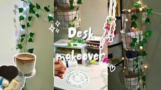 ☘️🩷Aesthetic Desk Makeover  Diy storage organizers  Minimalist Desk Setup 🫧 [upl. by Glinys]