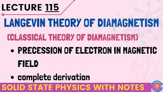 Langevin diamagnetism equation  Precession of electron in magnetic field [upl. by Teador55]