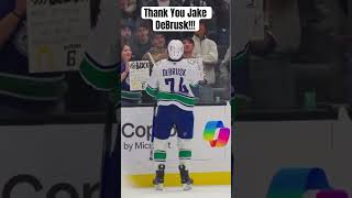 Getting a Puck from Jake DeBrusk canucks hockey nhl jakedebrusk 74 [upl. by Drofiar]