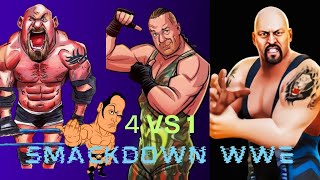 4 VS 1 SMACKDOWN RVDROCKBIG SHOWGOLDBERG ULTRA MATCH [upl. by Afinom]