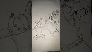 Kanha ji hand with bansuri or morpankh drawing😘😍 song loveyoutubeshortsshortvideo [upl. by Pennie]