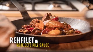 Rehfilet In Rote Bete Pilz Sauce  Wilder Rezepttipp von FRANKONIA [upl. by Jenica]