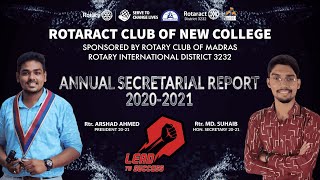 RACNC  Annual Secretarial Report 20202021  45th Year  Lead to Success [upl. by Foskett]