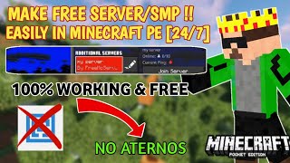 How To Make Free Server 247 In Minecraft PE Easily ✅️  Make Your Own SMP Without Aternos [upl. by Helmut652]