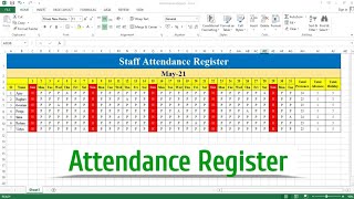 How to Create Attendance Register in Excel  Attendance Sheet in Excel [upl. by Rausch989]