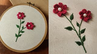 Popcorn lazy daisy stitch  Beginners embroidery tutorials [upl. by Rosemonde]