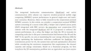 Energy Efficiency Maximization of Backscatter Assisted Wireless Powered MEC With User Cooperation [upl. by Boice511]