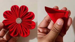 DIY How to make an adorable fabric flower in just 2 minutes DIY Easy Tricks Fabric Flowers [upl. by Onil]