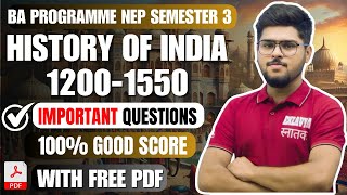 History of India 12001550 Most Important Questions Ba Programme semester 3 in English with notes [upl. by Ari]