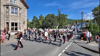 The Band of HM Royal Marines Scotland playing on march to the 2024 Braemar Gathering Highland Games [upl. by Elvah31]