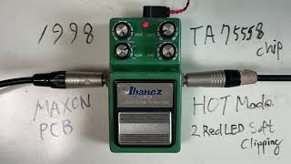 Tubelike low end tone wHOT Mode Ibanez TS9DX Turbo Tube Screamer overdrive with SG no talking [upl. by Akimert508]