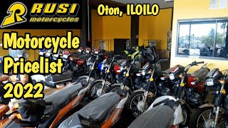 RUSI MOTORCYCLE PRICELIST 2022 PRESYO NG RUSI NA MGA MOTOR NGAUNG 2022 RUSI OTON ILOILO [upl. by Gerrit]