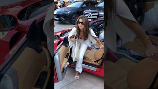 Gorgeous billionaire lady getting out her Ferrari at Casino billionaire monaco luxury lifestyle [upl. by Elletnahs]