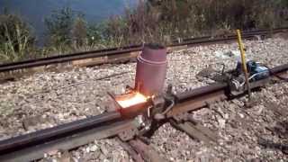 Railroad thermite welding near the Mississippi river [upl. by Nelyahs679]