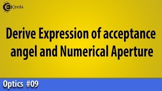 Derive Expression of acceptance angle and Numerical Aperture  Optics  Basic Physics [upl. by Willard]