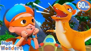 Blippi Has A Halloween Party with Dinosaurs  Blippi Wonders Educational Videos for Kids [upl. by Sirahs]