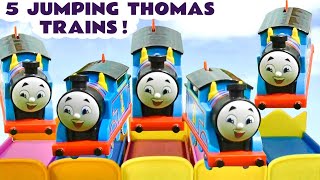 5 Cheeky Engines Jumping On The Bed Thomas Toy Train Song [upl. by Enahc]