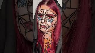 Stained glass inspired witch makeup bodypaint 🪦 bodypaint makeuptutorial halloween [upl. by Ettegroeg700]