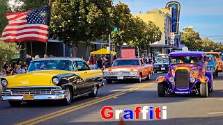 50 years of American graffiti Modesto California classic car show amp parade retro 2023 classic cars [upl. by Ede]