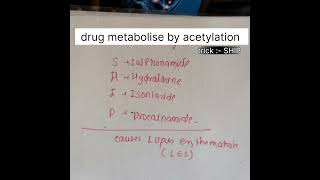 drugs metabolise by acetylation in liver gpat2024 gdc carewellpharma pharmacology acetylation [upl. by Lrem953]