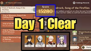 Of thorns and crowns day 1  Trial of bedrock song of the fireflies Genshin Impact [upl. by Kcirddehs318]