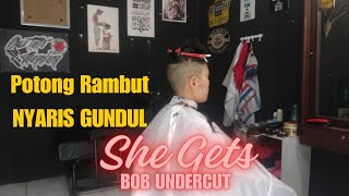 eXtreme Bob Haircut  She Gets Undercut  Bob Shave  Potong Undercut Nyaris Gundultrailer video [upl. by Wiltsey333]